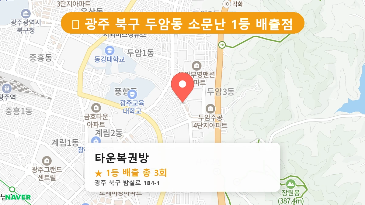 광주 북구 두암동 로또 명당 타운복권방 1등 당첨 배출점 전경