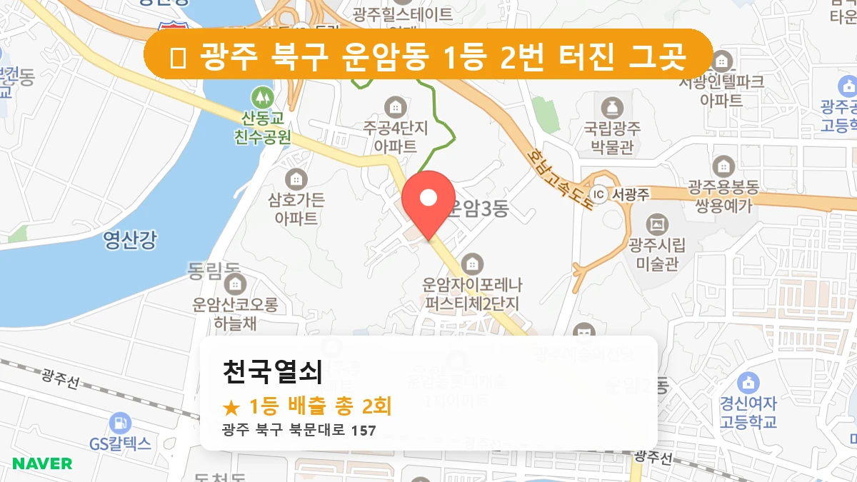 광주 북구 운암동 로또 명당 천국열쇠 1등 당첨 배출점 전경