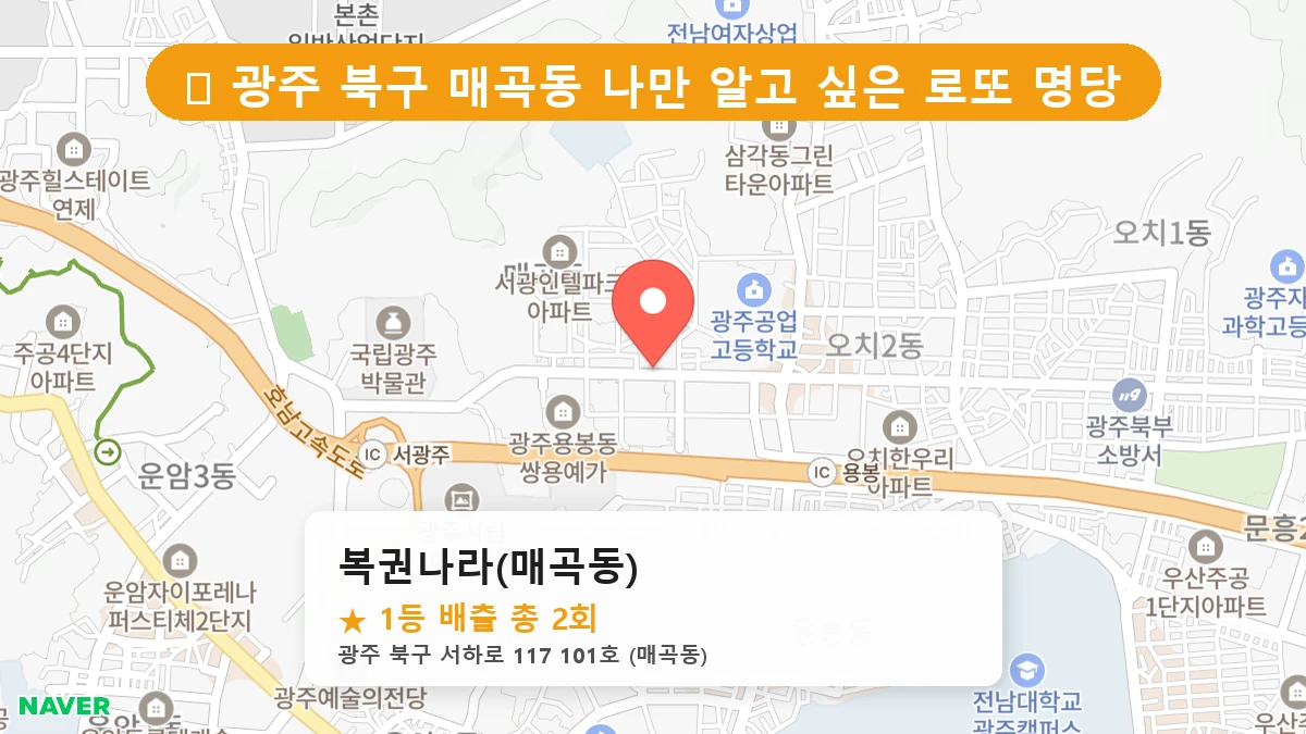광주 북구 매곡동 로또 명당 복권나라(매곡동) 1등 당첨 배출점 전경