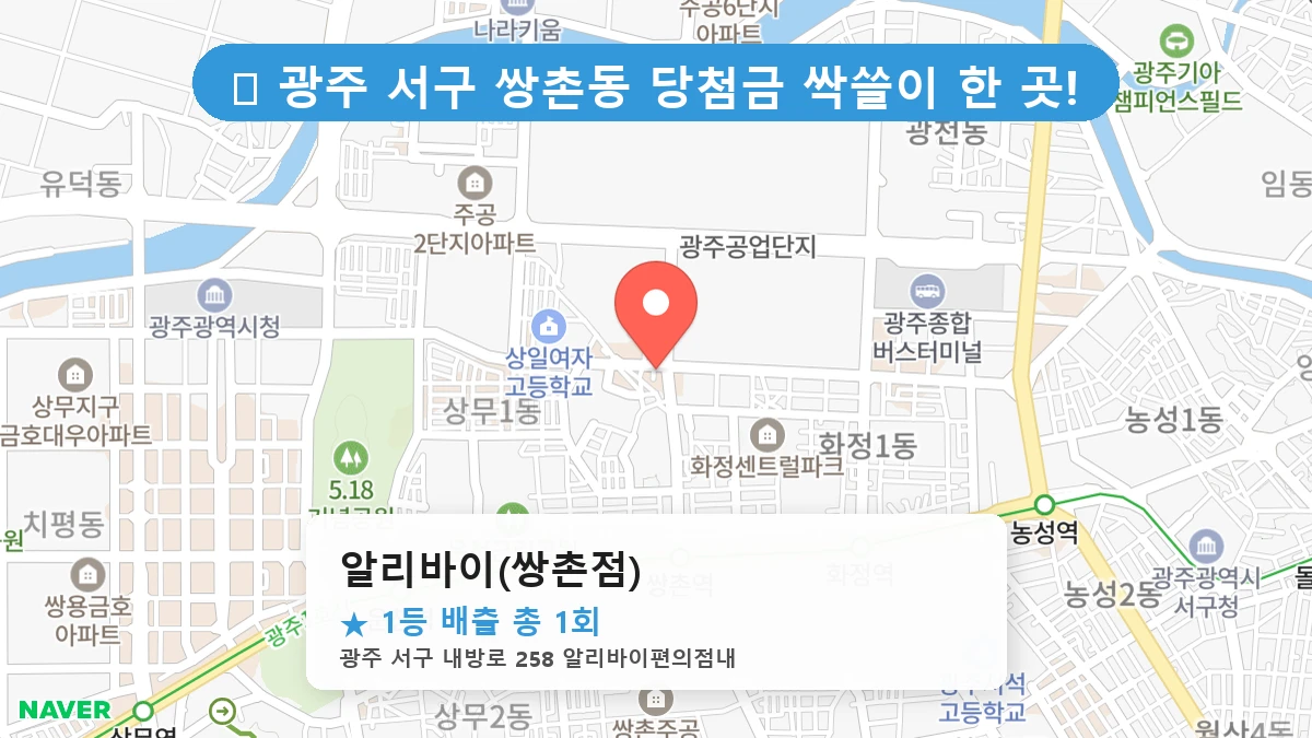 광주 서구 쌍촌동 쌍촌동 로또 명당 알리바이(쌍촌점) 1등 당첨 배출점 전경