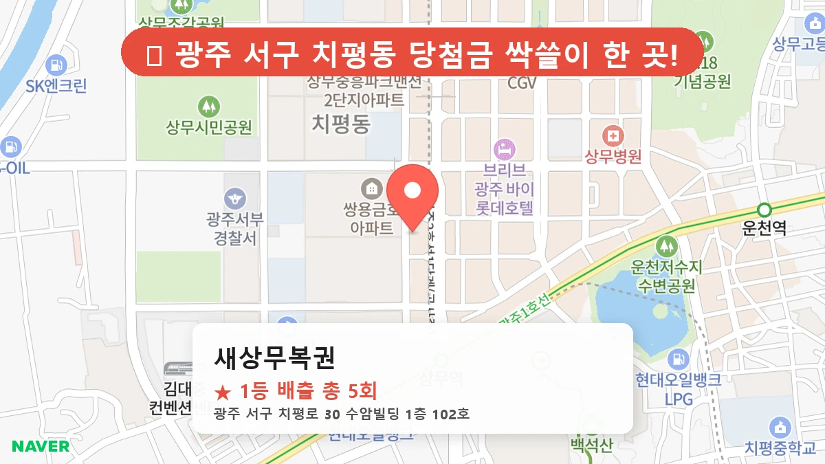 광주 서구 치평동 로또 명당 새상무복권 1등 당첨 배출점 전경