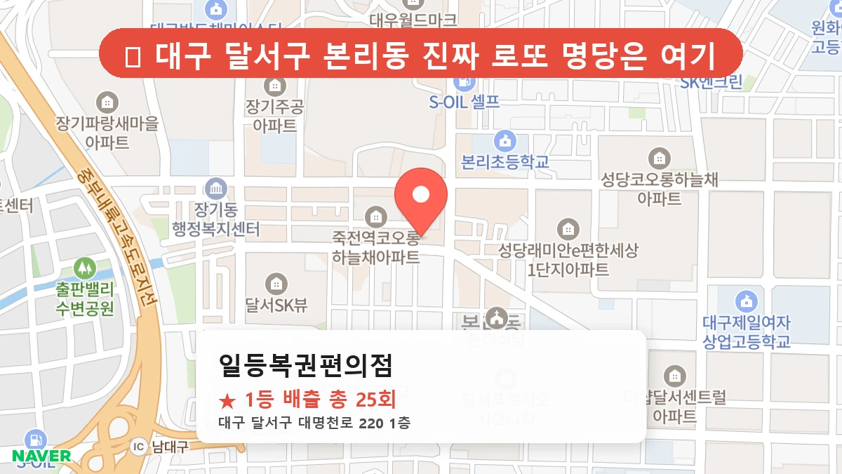 대구 달서구 본리동 본리동 로또 명당 일등복권편의점 1등 당첨 배출점 전경