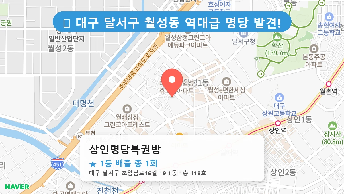 대구 달서구 월성동 월성동 로또 명당 상인명당복권방 1등 당첨 배출점 전경