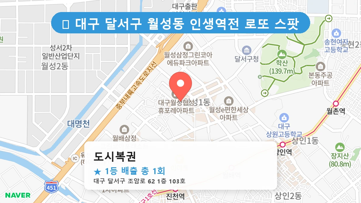 대구 달서구 월성동 월성동 로또 명당 도시복권 1등 당첨 배출점 전경