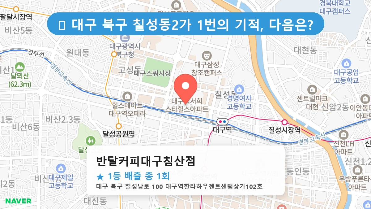 대구 북구 칠성동2가 칠성동2가 로또 명당 반달커피대구침산점 1등 당첨 배출점 전경