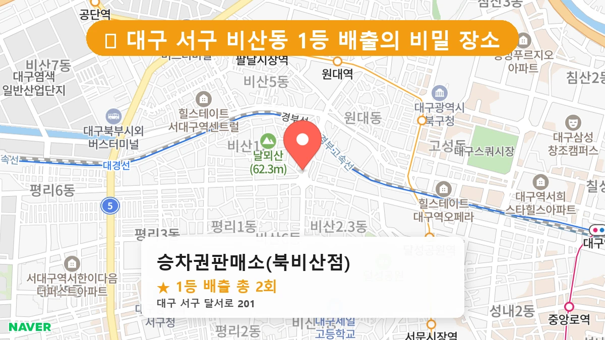 대구 서구 비산동 비산동 로또 명당 승차권판매소(북비산점) 1등 당첨 배출점 전경