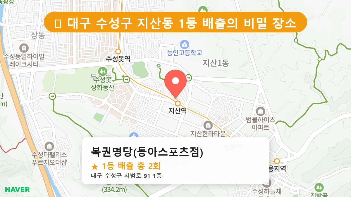 대구 수성구 지산동 지산동 로또 명당 복권명당(동아스포츠점) 1등 당첨 배출점 전경