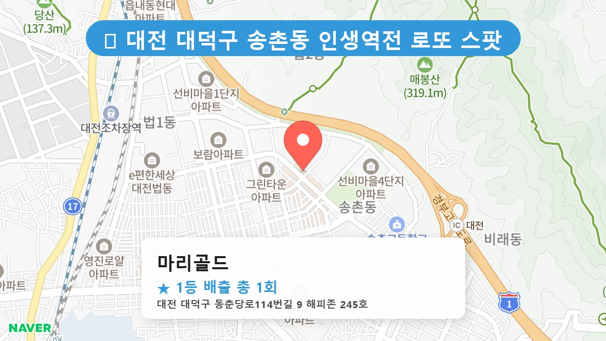 대전 대덕구 송촌동 송촌동 로또 명당 마리골드 1등 당첨 배출점 전경