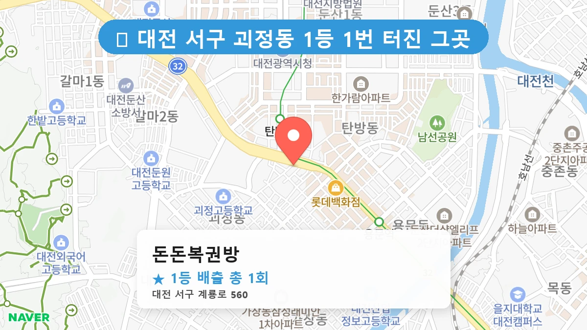 대전 서구 괴정동 괴정동 로또 명당 돈돈복권방 1등 당첨 배출점 전경