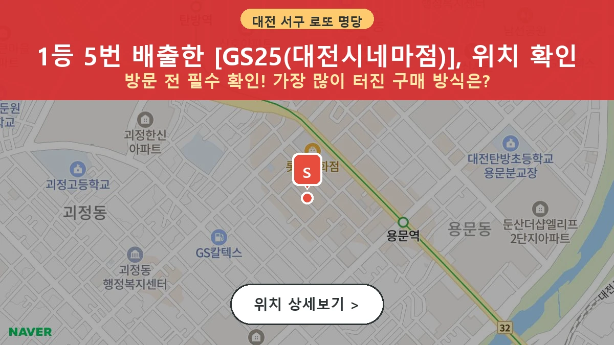 대전 서구 괴정동 로또 명당 GS25(대전시네마점) 1등 당첨 배출점 전경