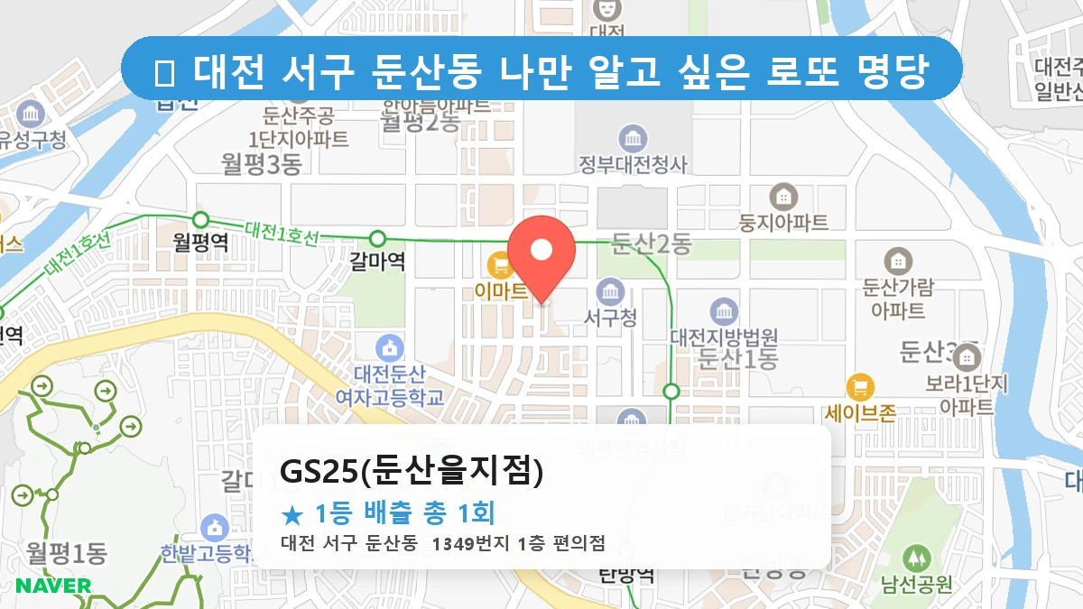 대전 서구 둔산동 둔산동 로또 명당 GS25(둔산을지점) 1등 당첨 배출점 전경