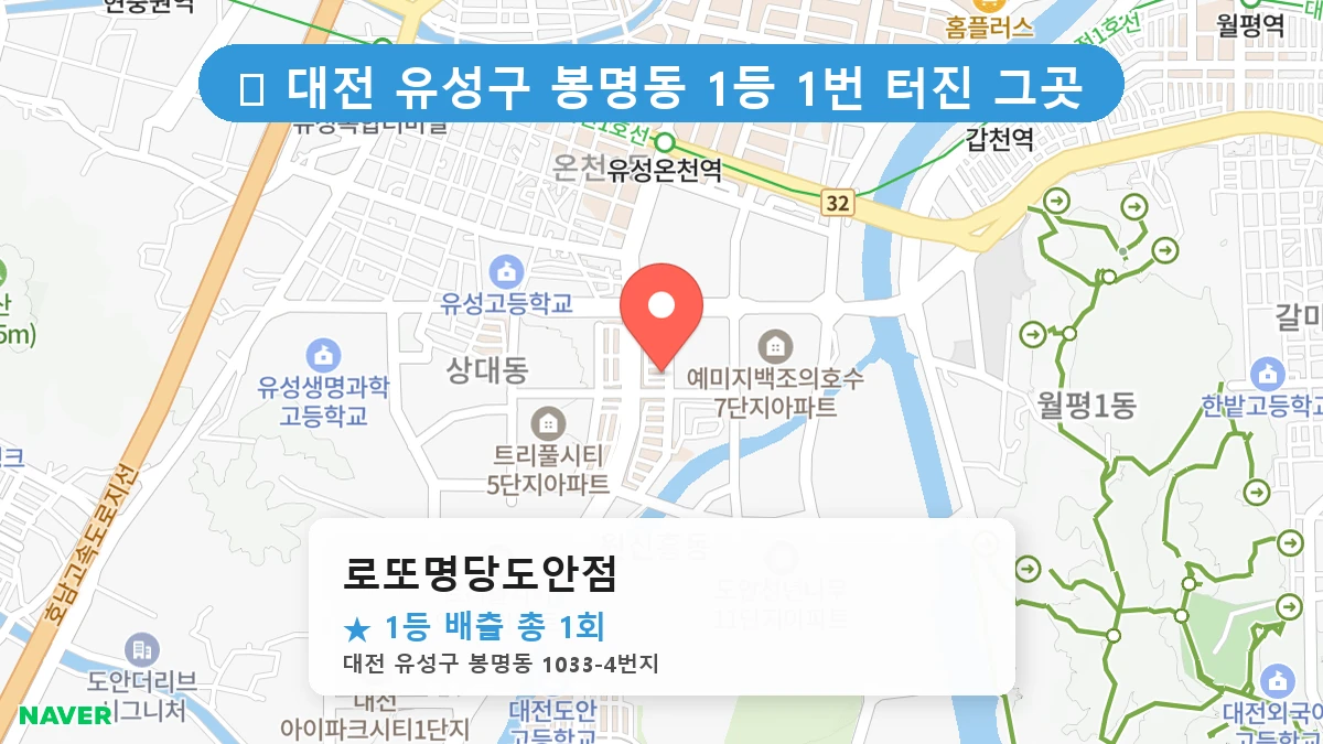 대전 유성구 봉명동 봉명동 로또 명당 로또명당도안점 1등 당첨 배출점 전경