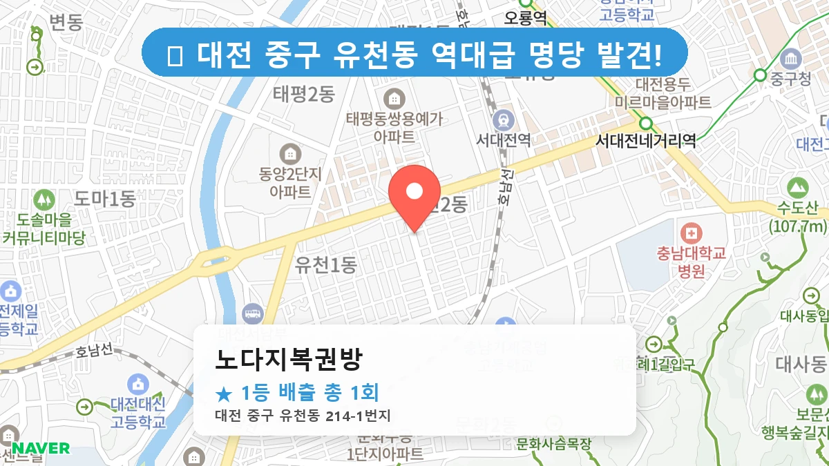 대전 중구 유천동 유천동 로또 명당 노다지복권방 1등 당첨 배출점 전경