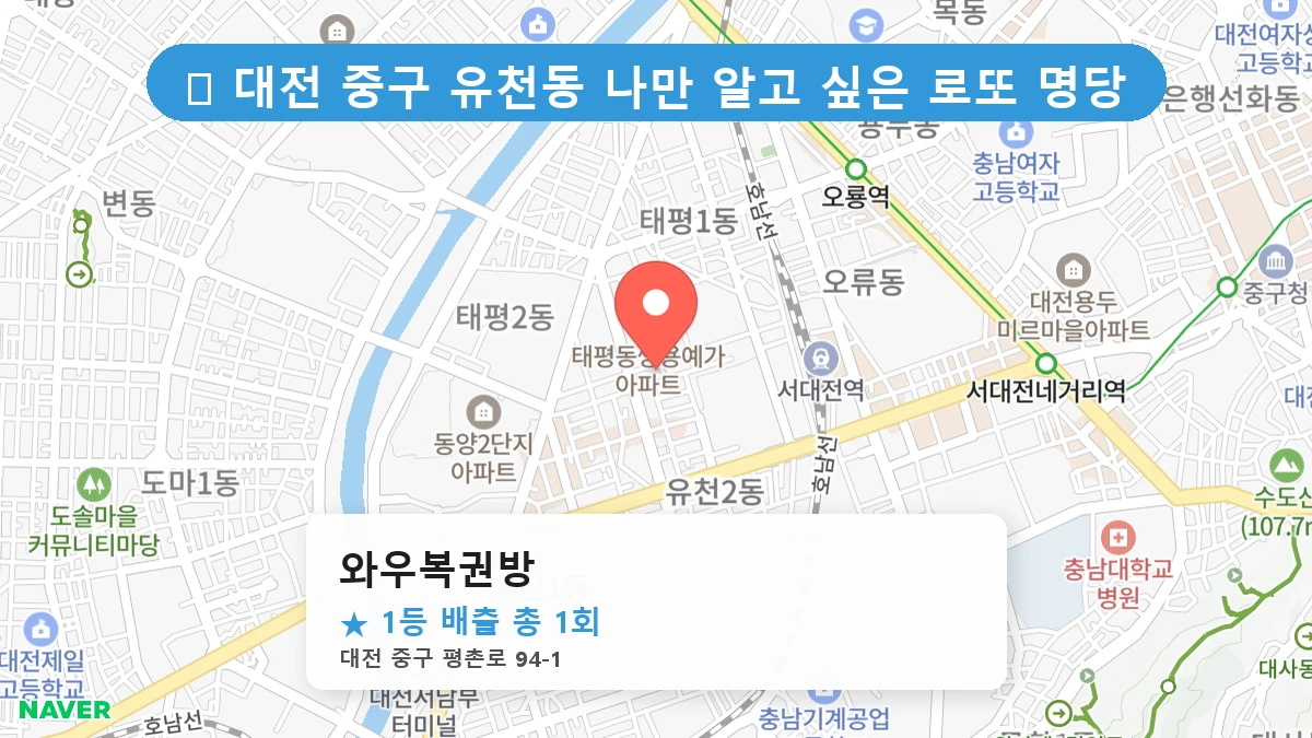 대전 중구 유천동 유천동 로또 명당 와우복권방 1등 당첨 배출점 전경