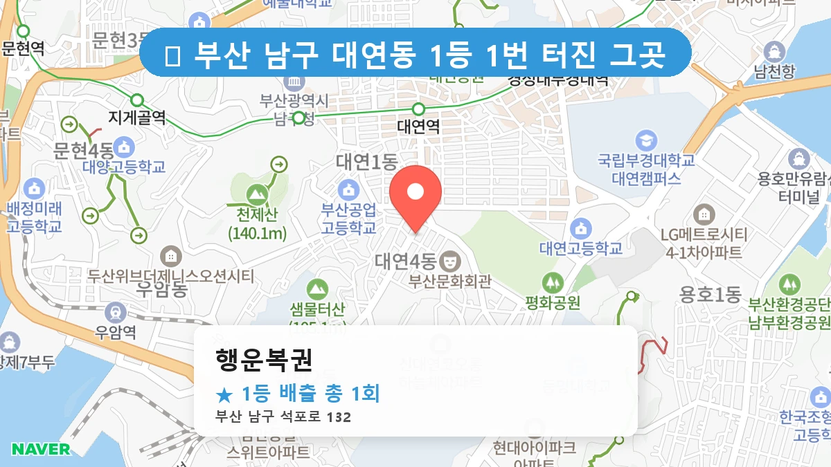 부산 남구 대연동 대연동 로또 명당 행운복권 1등 당첨 배출점 전경