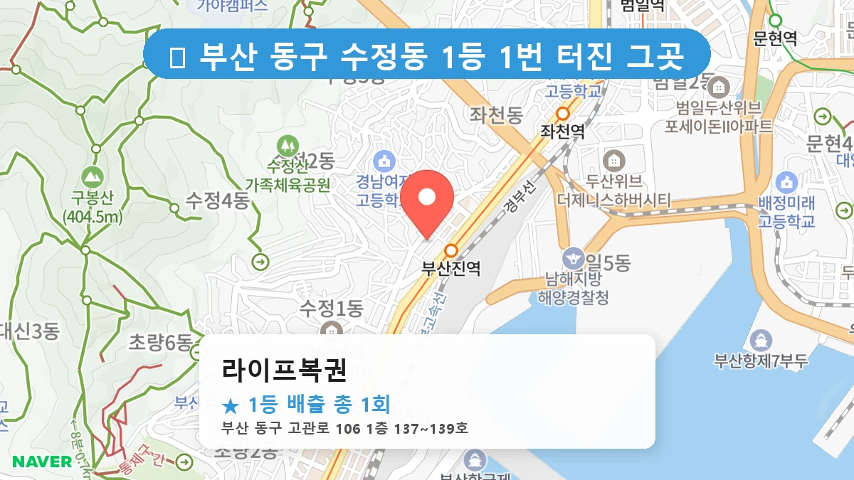 부산 동구 로또 명당 라이프복권 1등 당첨 배출점 전경