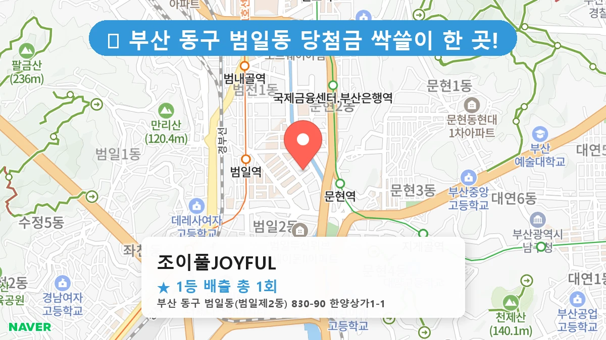 부산 동구 범일동 범일동 로또 명당 조이풀JOYFUL 1등 당첨 배출점 전경