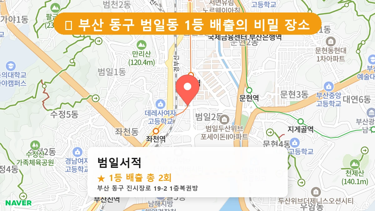 부산 동구 범일동 로또 명당 범일서적 1등 당첨 배출점 전경