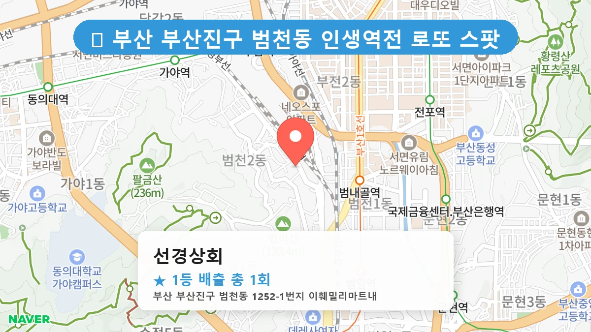 부산 부산진구 범천동 범천동 로또 명당 선경상회 1등 당첨 배출점 전경