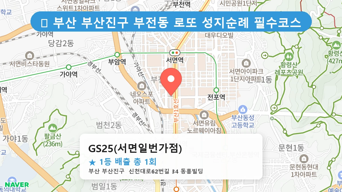 부산 부산진구 부전동 부전동 로또 명당 GS25(서면일번가점) 1등 당첨 배출점 전경