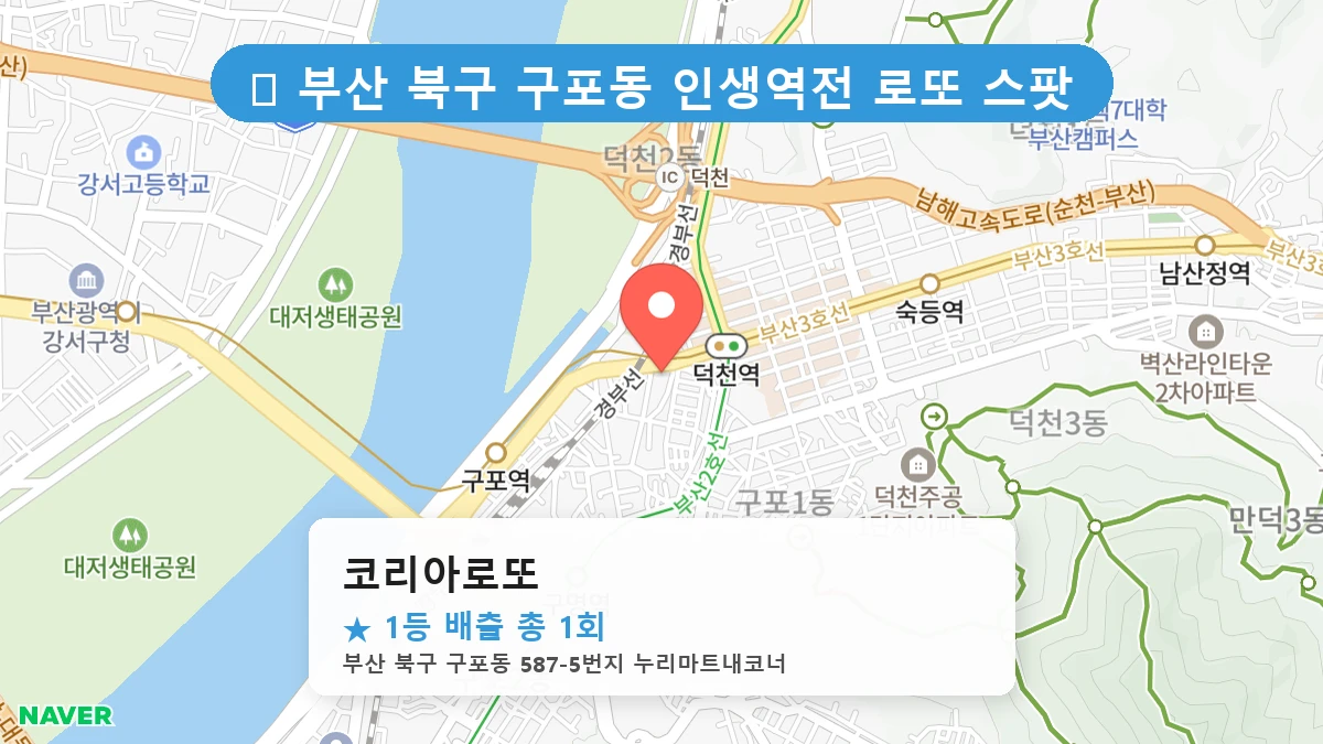 부산 북구 구포동 구포동 로또 명당 코리아로또 1등 당첨 배출점 전경