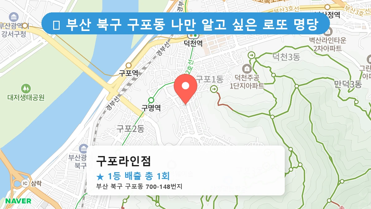 부산 북구 구포동 로또 명당 구포라인점 1등 당첨 배출점 전경