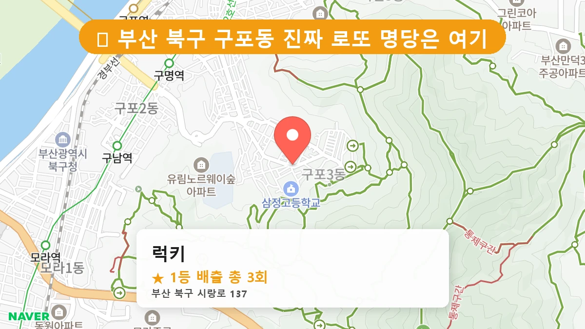 부산 북구 구포동 로또 명당 럭키 1등 당첨 배출점 전경