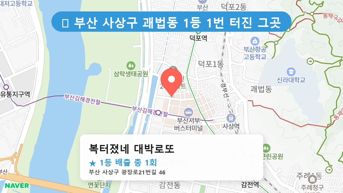 부산 사상구 괘법동 괘법동 로또 명당 복터졌네 대박로또 1등 당첨 배출점 전경