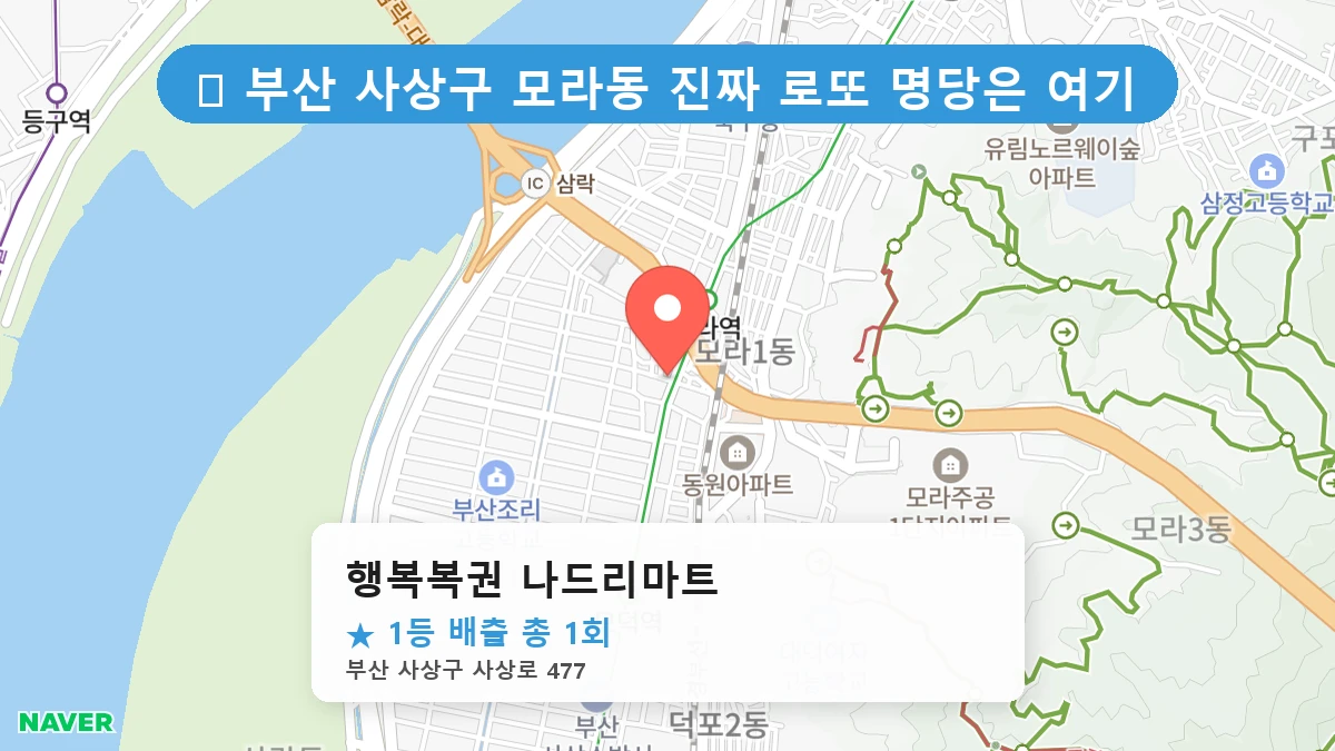 부산 사상구 모라동 모라동 로또 명당 행복복권 나드리마트 1등 당첨 배출점 전경