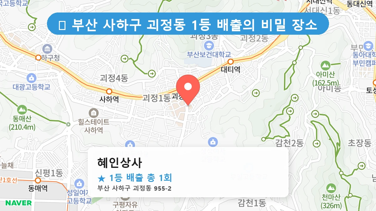 부산 사하구 괴정동 괴정동 로또 명당 혜인상사 1등 당첨 배출점 전경