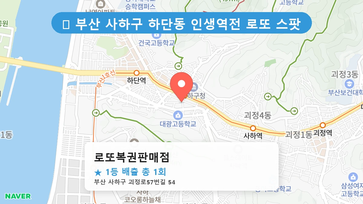 부산 사하구 하단동 하단동 로또 명당 로또복권판매점 1등 당첨 배출점 전경