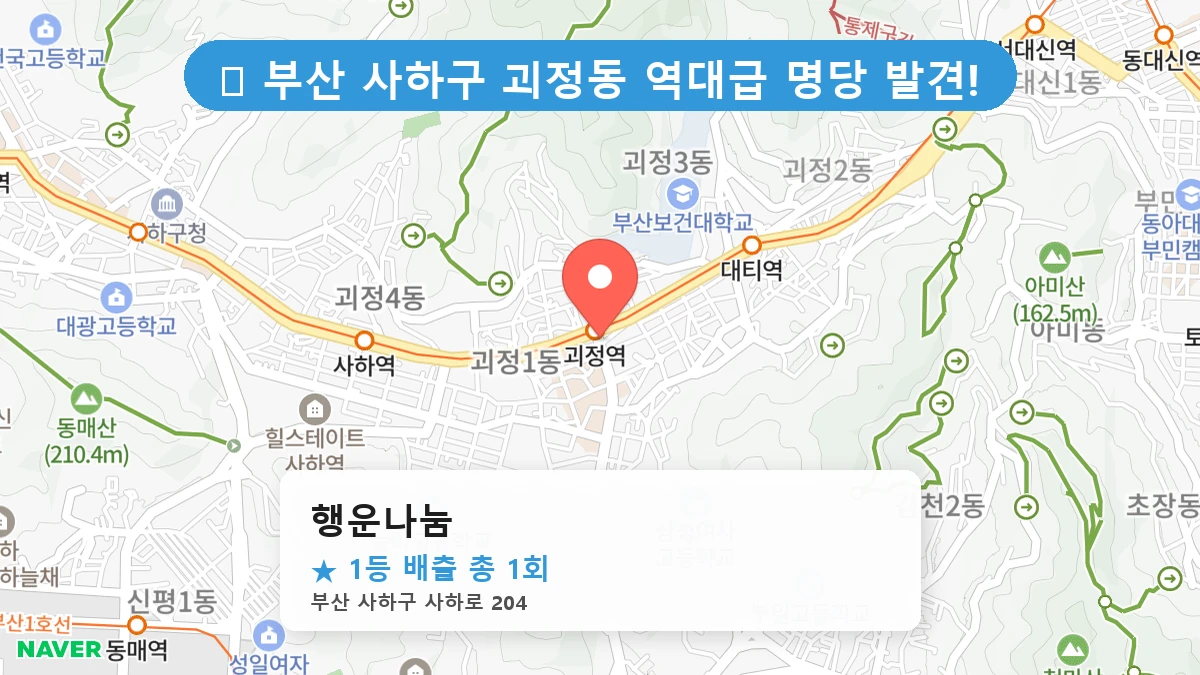 부산 사하구 괴정동 괴정동 로또 명당 행운나눔 1등 당첨 배출점 전경