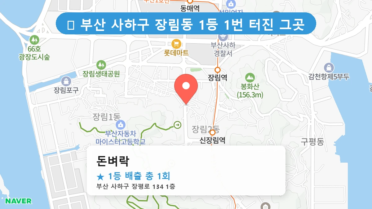 부산 사하구 장림동 로또 명당 돈벼락 1등 당첨 배출점 전경