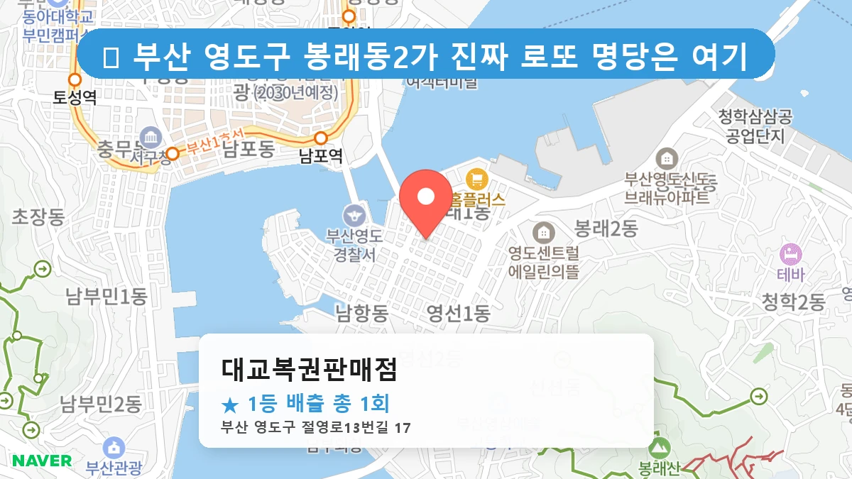 부산 영도구 봉래동2가 로또 명당 대교복권판매점 1등 당첨 배출점 전경