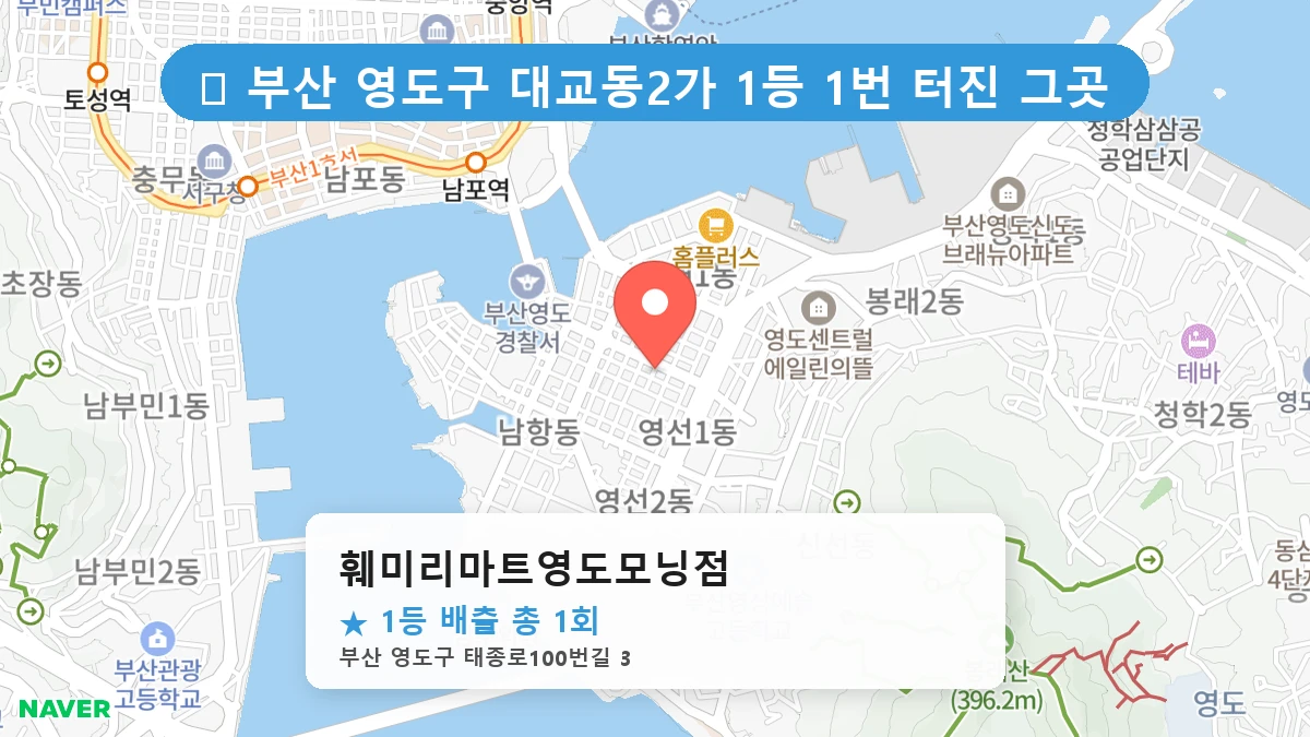부산 영도구 대교동2가 로또 명당 훼미리마트영도모닝점 1등 당첨 배출점 전경