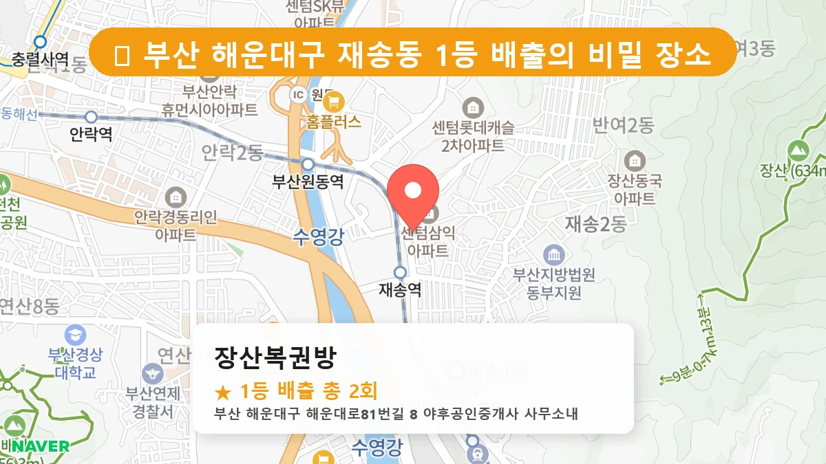 부산 해운대구 재송동 로또 명당 장산복권방 1등 당첨 배출점 전경