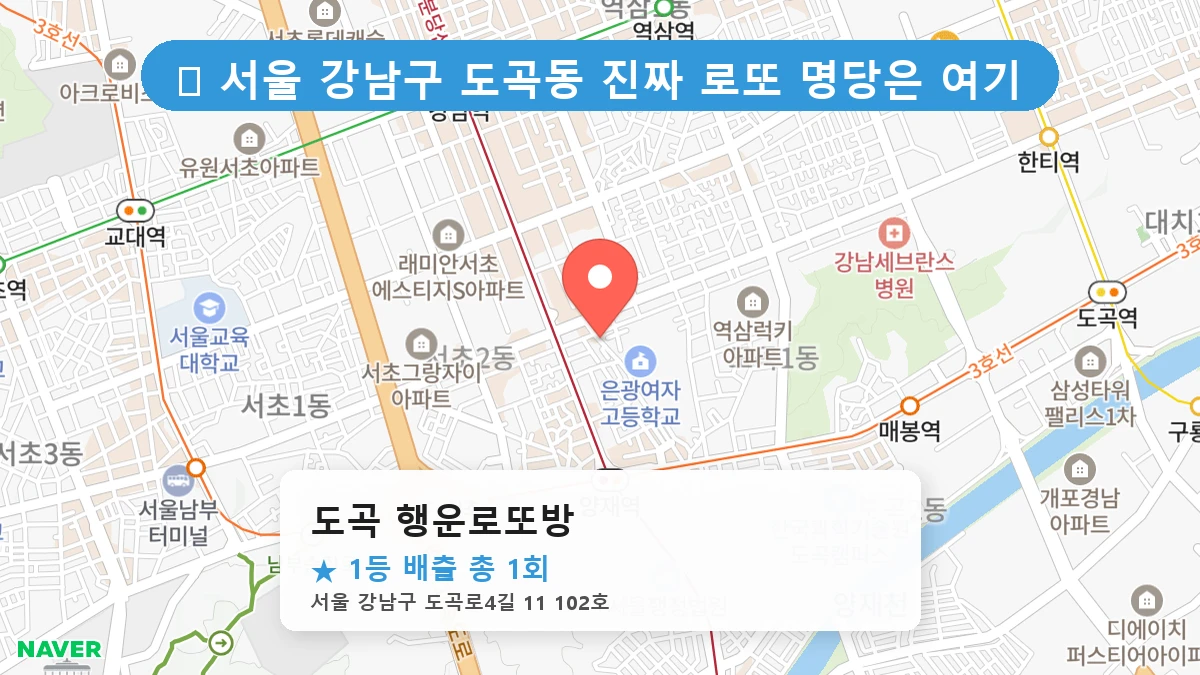 서울 강남구 도곡동 도곡동 로또 명당 도곡 행운로또방 1등 당첨 배출점 전경