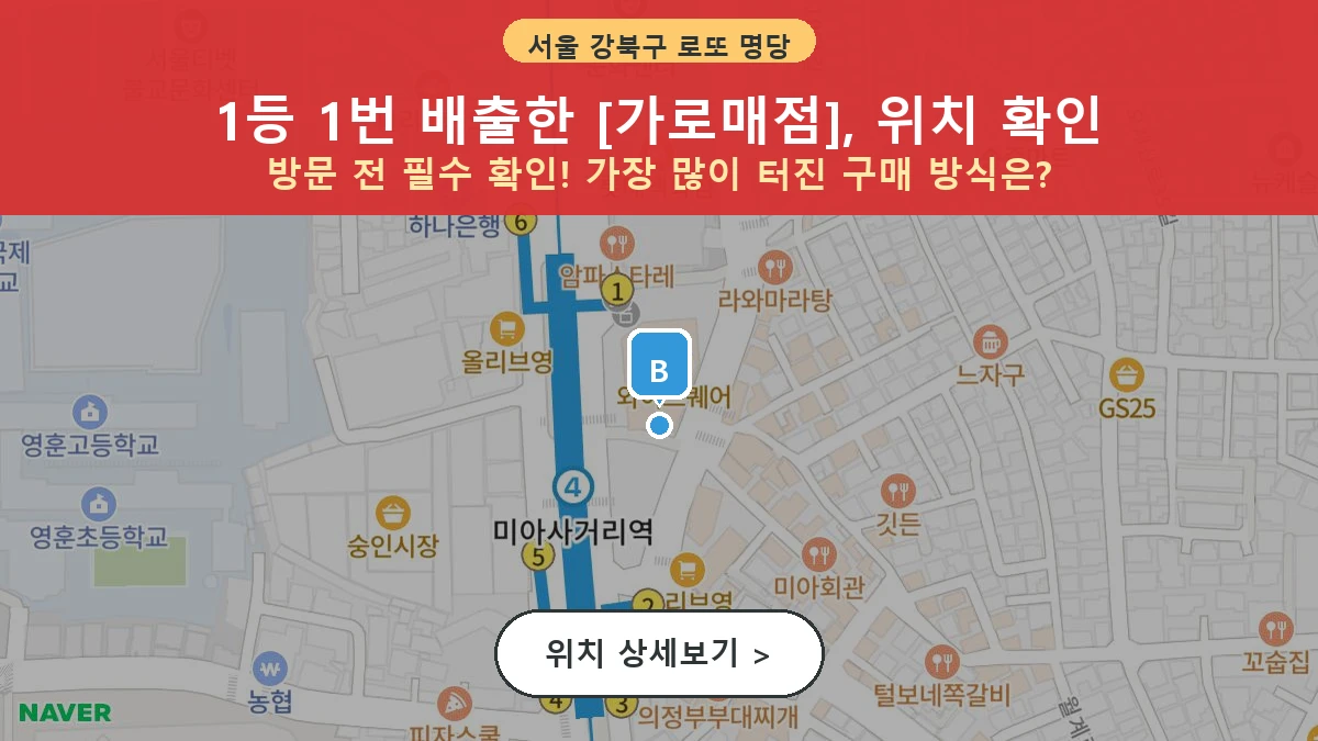 서울 강북구 미아동 로또 명당 가로매점 1등 당첨 배출점 전경