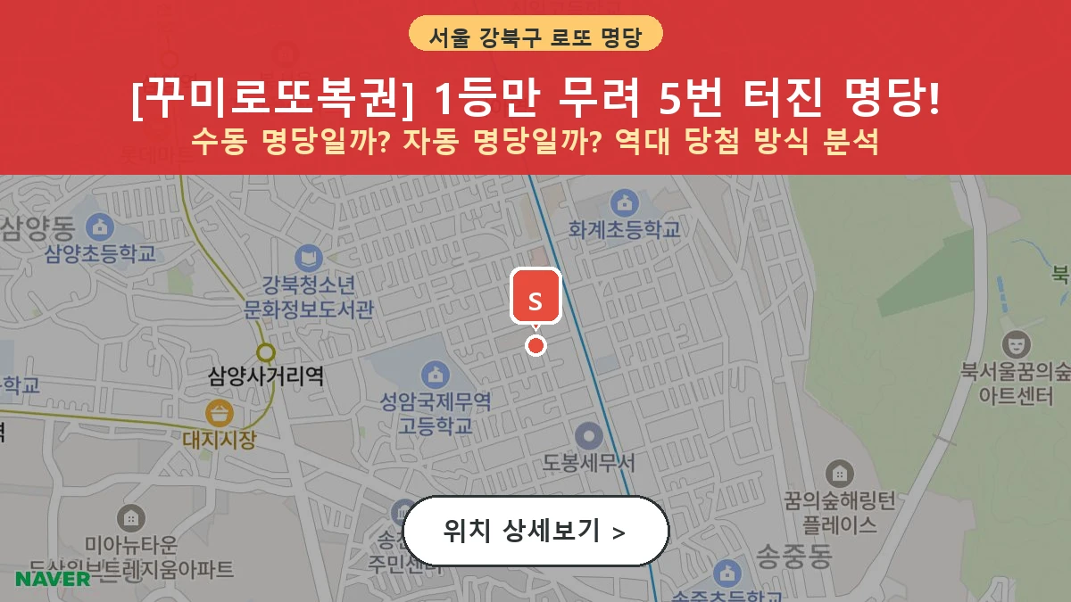 서울 강북구 미아동 로또 명당 꾸미로또복권 1등 당첨 배출점 전경