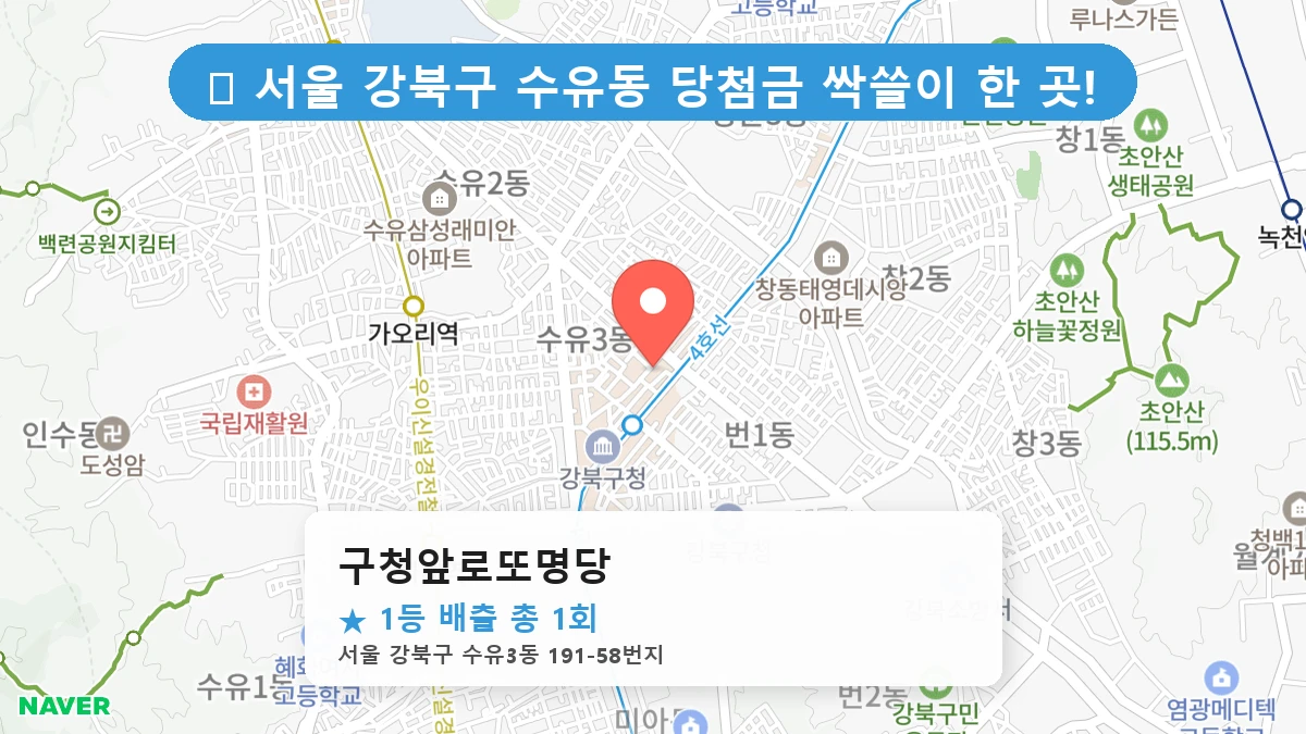 서울 강북구 수유동 수유동 로또 명당 구청앞로또명당 1등 당첨 배출점 전경