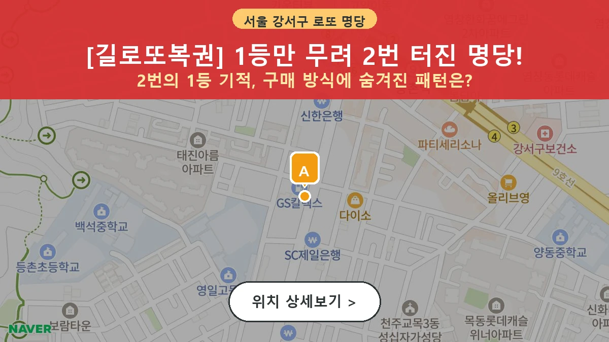 서울 강서구 등촌동 로또 명당 길로또복권 1등 당첨 배출점 전경