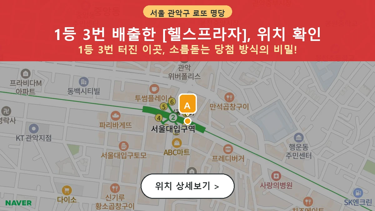 서울 관악구 봉천동 로또 명당 헬스프라자 1등 당첨 배출점 전경