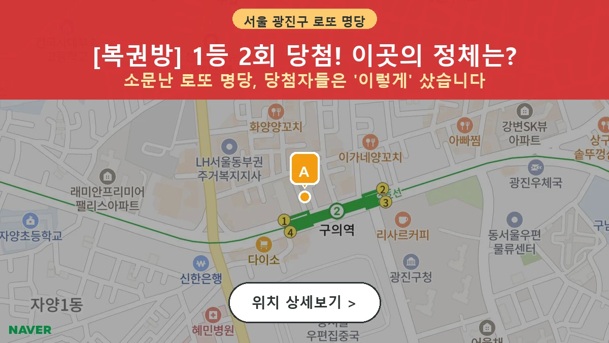 서울 광진구 구의동 로또 명당 복권방 1등 당첨 배출점 전경