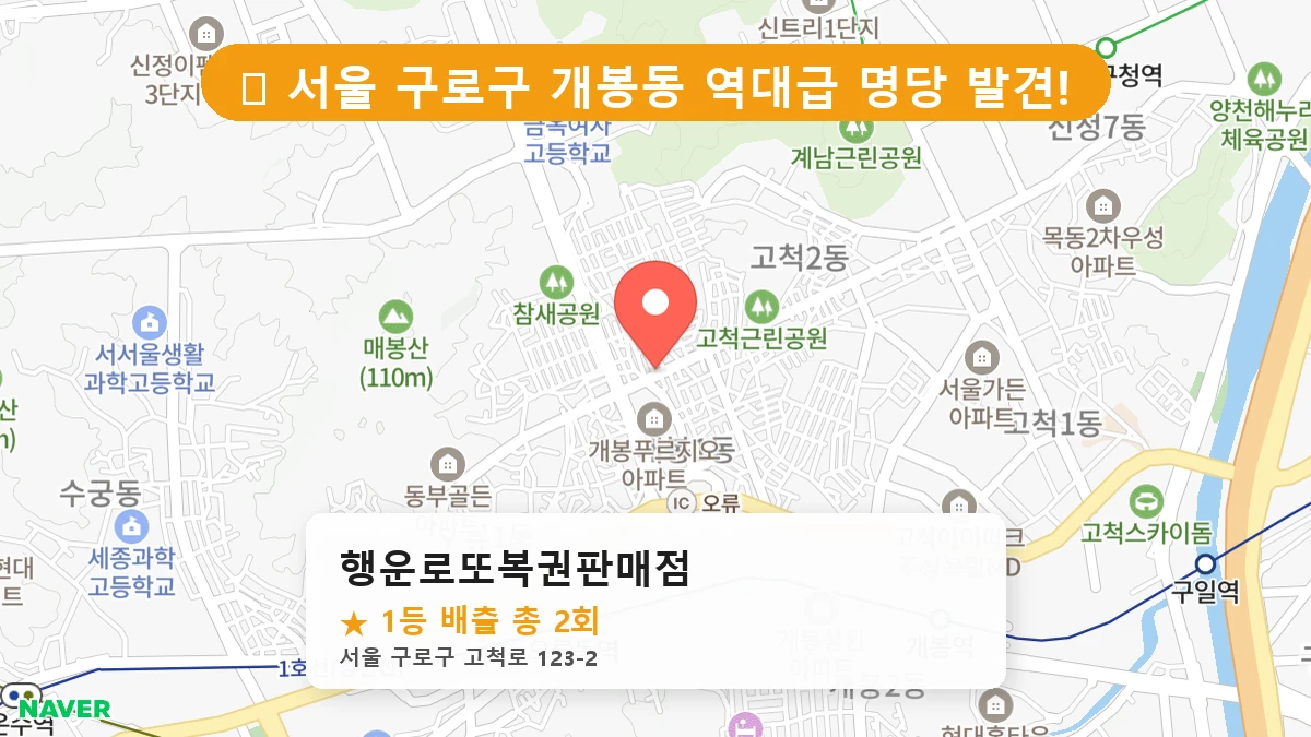 서울 구로구 개봉동 개봉동 로또 명당 행운로또복권판매점 1등 당첨 배출점 전경