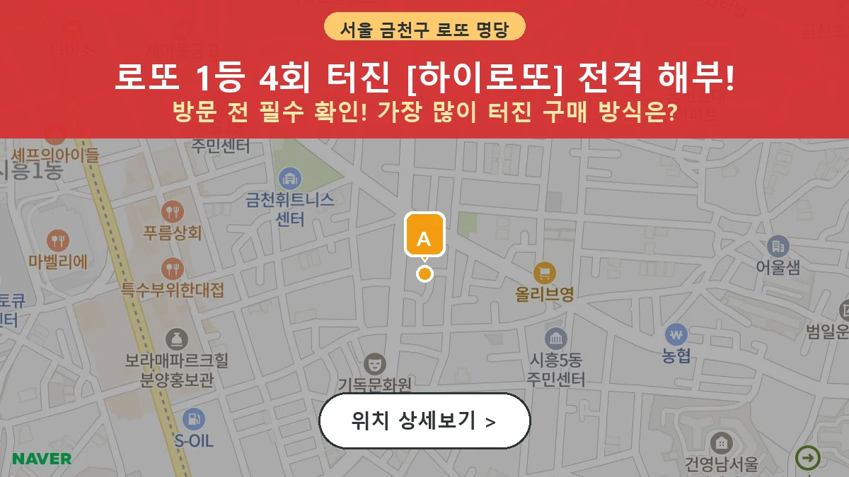 서울 금천구 시흥동 로또 명당 하이로또 1등 당첨 배출점 전경