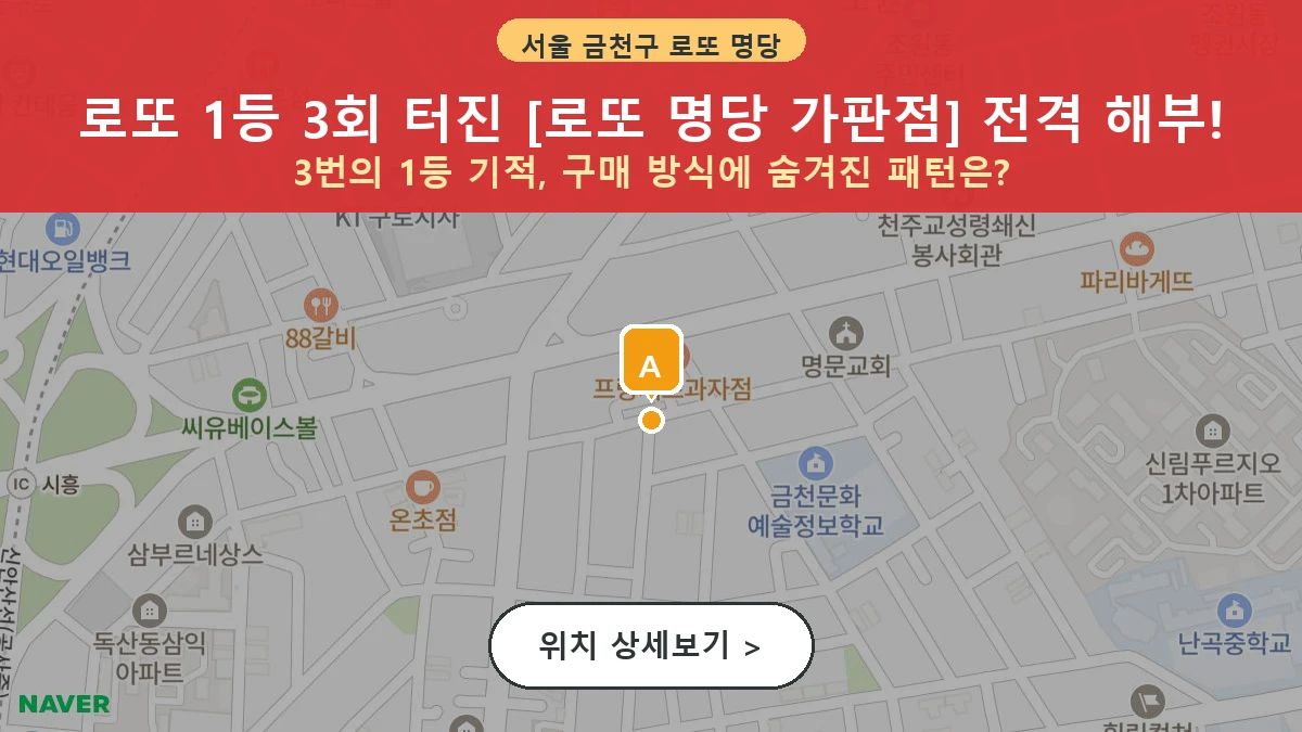 서울 금천구 독산동 로또 명당 로또 명당 가판점 1등 당첨 배출점 전경