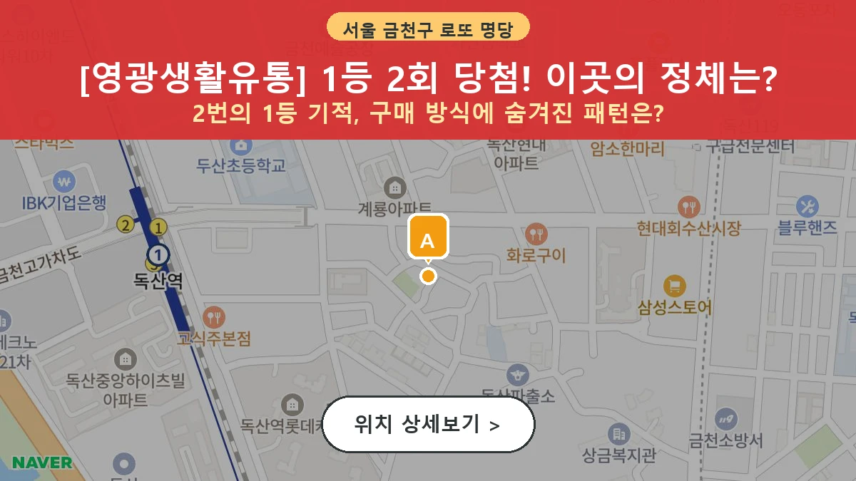 서울 금천구 독산동 로또 명당 영광생활유통 1등 당첨 배출점 전경