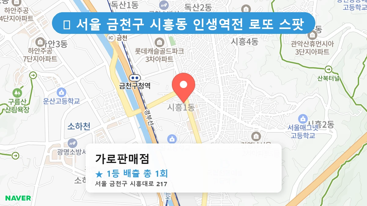 서울 금천구 시흥동 시흥동 로또 명당 가로판매점 1등 당첨 배출점 전경