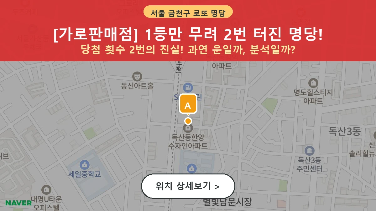 서울 금천구 독산동 로또 명당 가로판매점 1등 당첨 배출점 전경