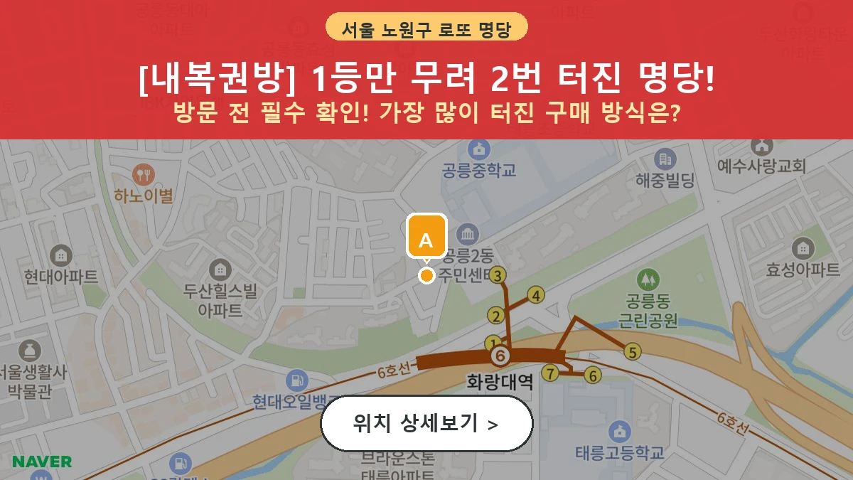 서울 노원구 공릉동 로또 명당 내복권방 1등 당첨 배출점 전경